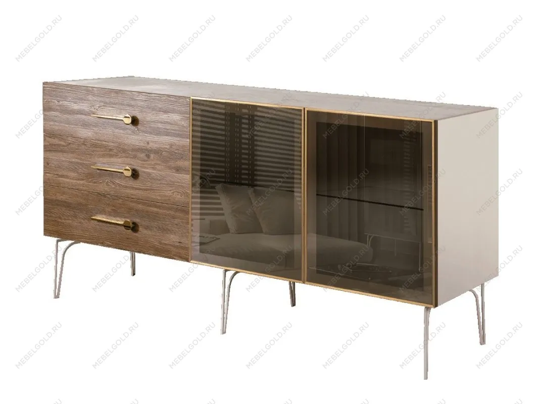 Комод 1.6м Bogemia Wood Wo (Слоновая кость) (Novabuk/Золото) БМКМ-4(Wo)[5]