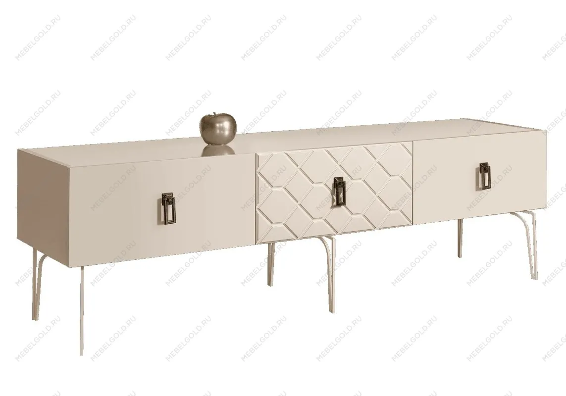 Тумба под телевизор 1.6м Bogemia Farfalle (Слоновая кость) (Lakobel/Черный) БМТ-1(Fa)[10]