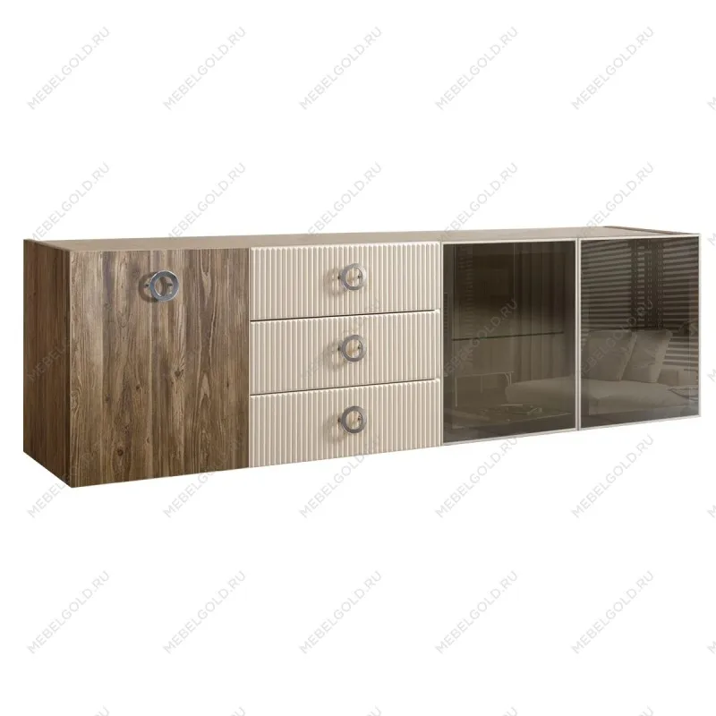 Комод 2.1м Bogemia Woodline Fly Wood Fi (Слоновая кость) (Novabuk/Хром) БМКМ-5[5][10]