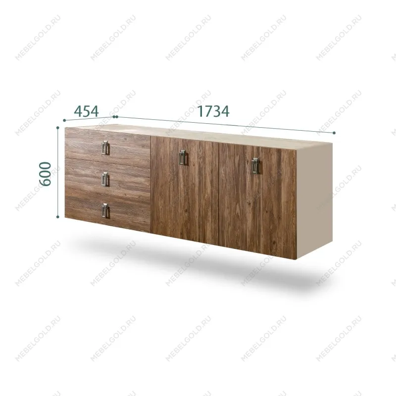 Комод 1.6м Bogemia Fly Wood Fa (Ваниль) (Novabuk/Хром) БМКМ-4