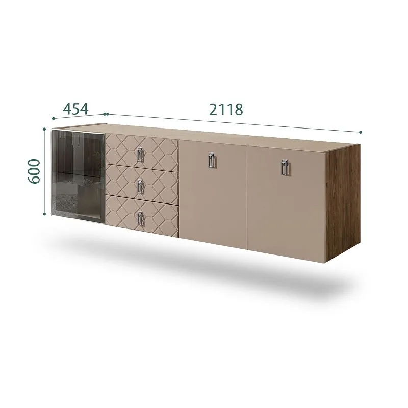 Комод 2.1м Bogemia Woodline Fly Fa (Мокка) (Novabuk/Хром) БМКМ-5[4]