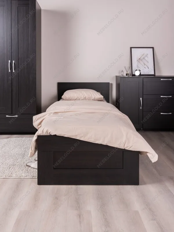 Кровать односпальная Сириус, 80х200 см, черный, дуб венге | изображение 1