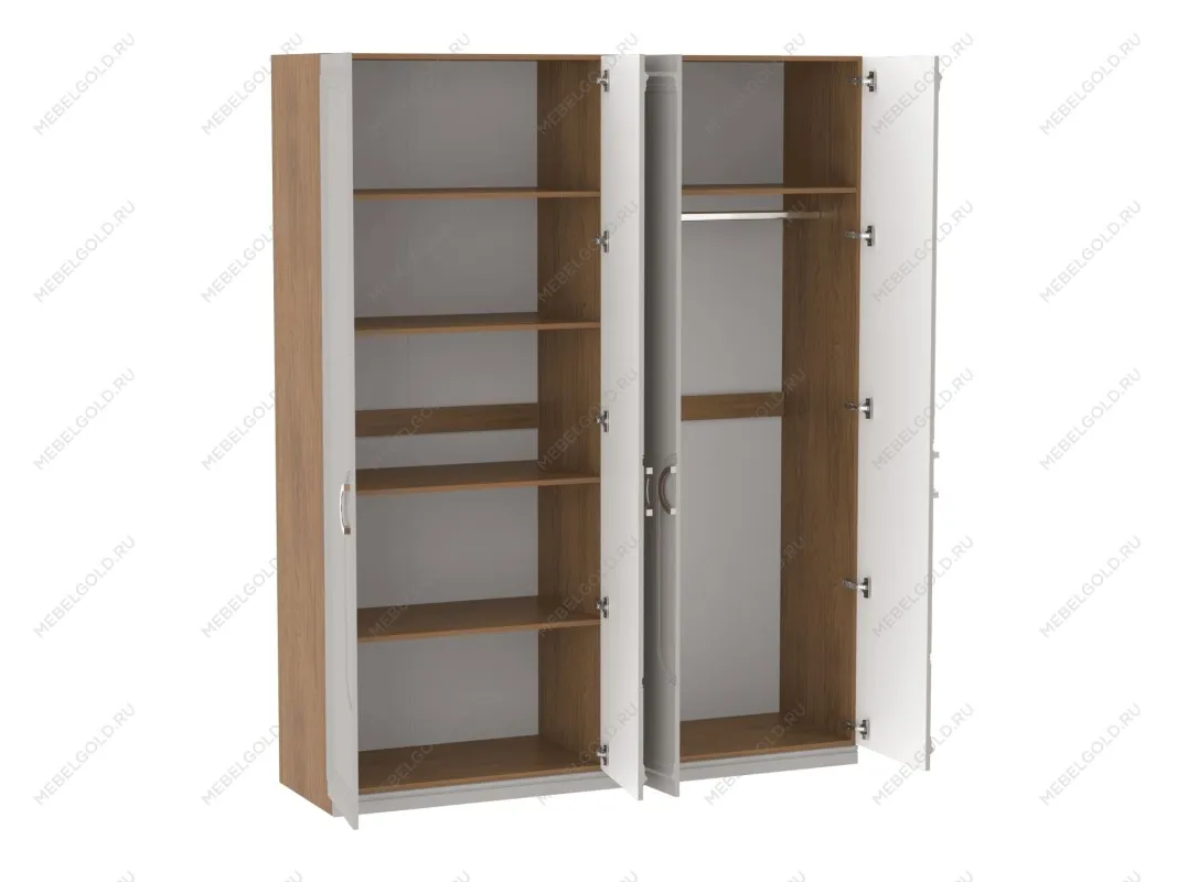 Шкаф 4-дверный с декор обкладом и доп. полками, Палермо (1832*533*2304) Дуб Каселла коричневый/Экокожа Мокко | изображение 1