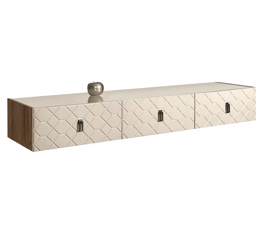 Тумба телевизионная 2.1м Bogemia Woodline Fly Fa (Слоновая кость) (Lakobel/Черный) БМТ-2