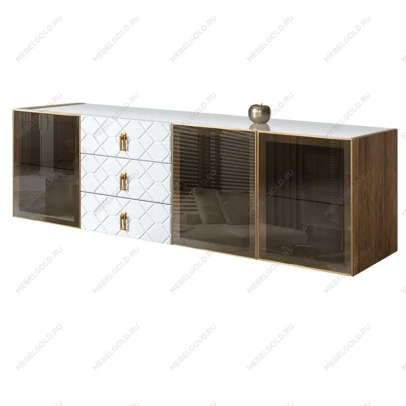 Комод 2.1м Bogemia Woodline Fly Fa (Белый) (Lakobel/Золото) БМКМ-5[5]