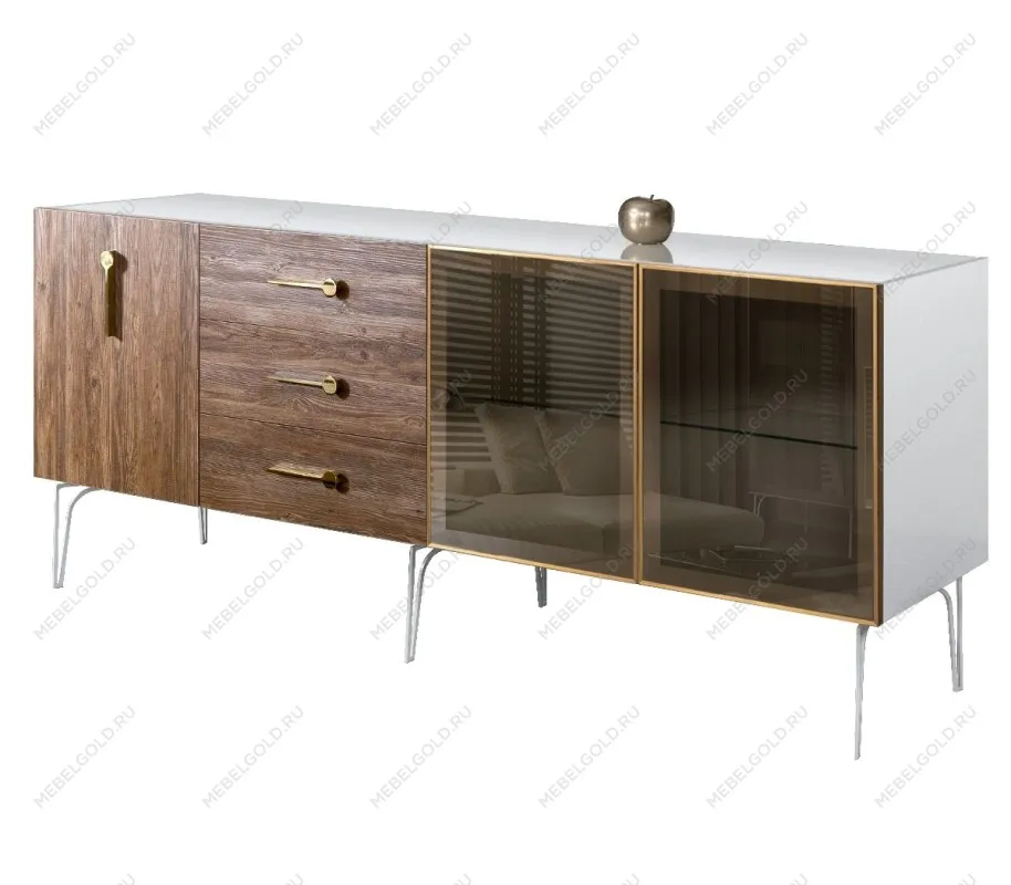 Комод 2.1м Bogemia Wood Wo (Белый) (Lakobel/Золото) БМКМ-5(Wo)[5][10]