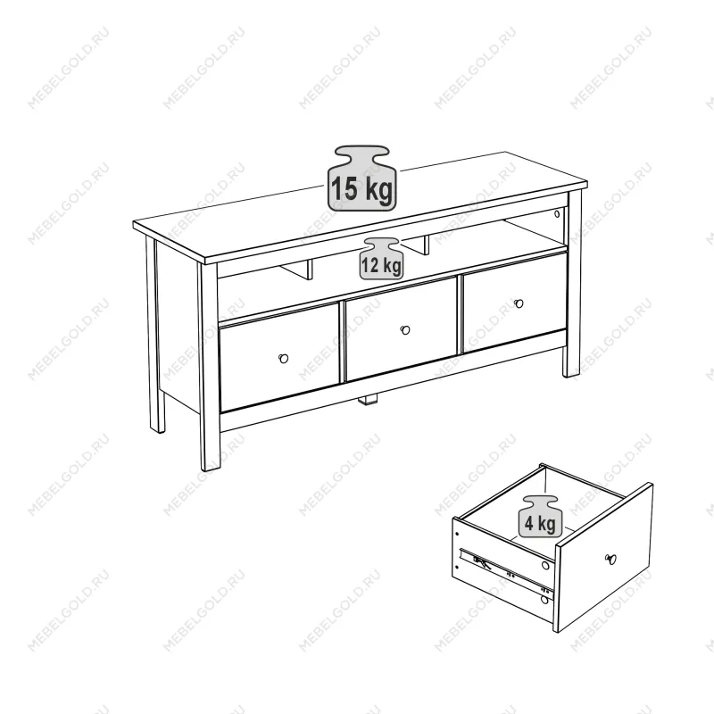 САГА тумба 3 ящика белая | изображение 4