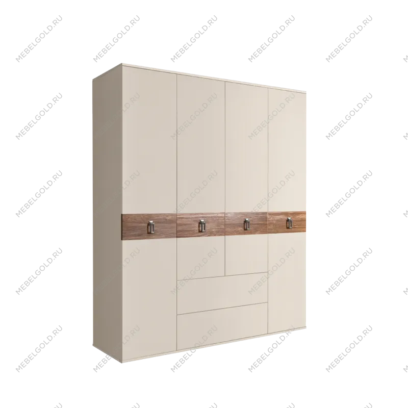 Шкаф 4-х дверный с ящиками, Bogemia Wood Fa (Слоновая кость/Хром) БМШ2/41(Wo)