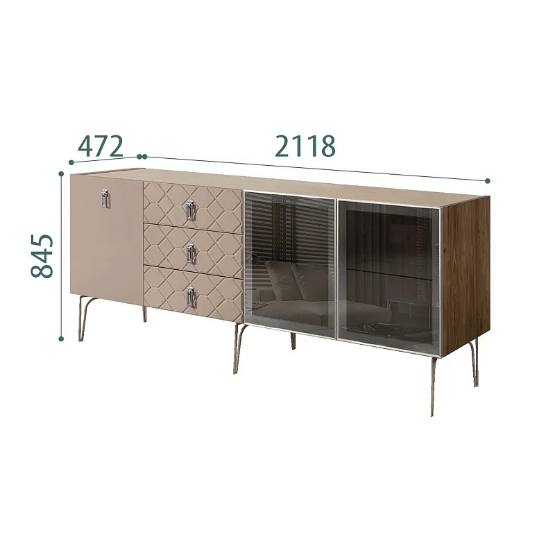 Комод 2.1м Bogemia Woodline Fa (Мокка) (Novabuk/Хром) БМКМ-5[5][10]