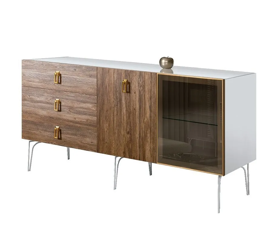 Комод 1.6м Bogemia Wood Fa (Белый) (Lakobel/Золото) БМКМ-4(Wo)[5][10]