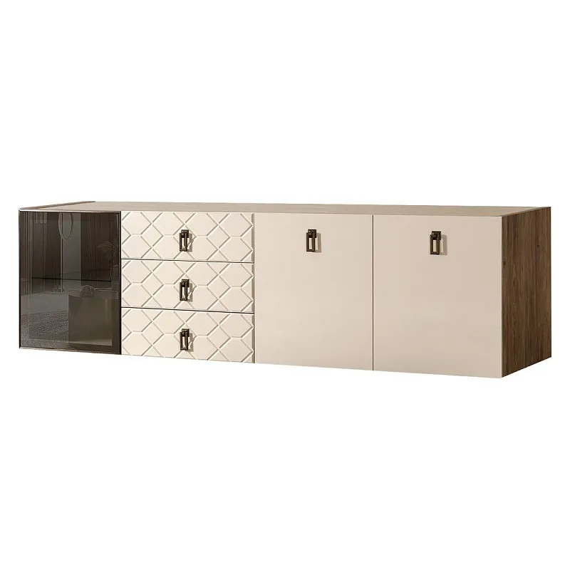 Комод 2.1м Bogemia Woodline Fly Fa (Слоновая кость) (Novabuk/Черный) БМКМ-5[4]