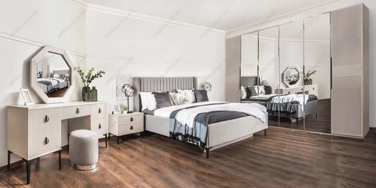 Спальня Стелла 6-дверная светло серый камень