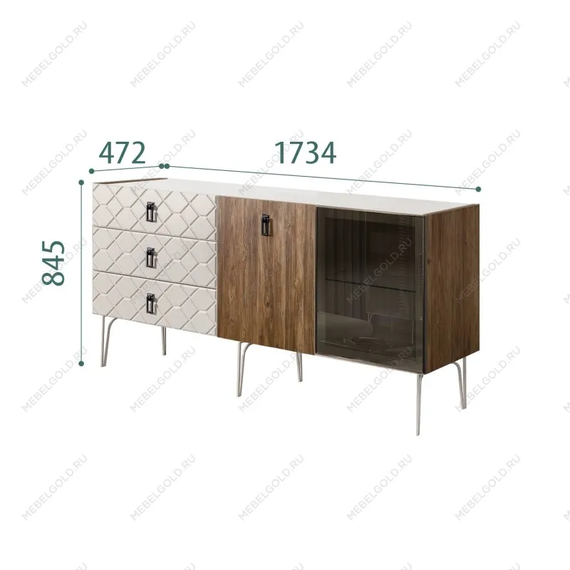 Комод 1.6м Bogemia Woodline Wood Fa (Шелк) (Novabuk/Черный) БМКМ-4[5][10]