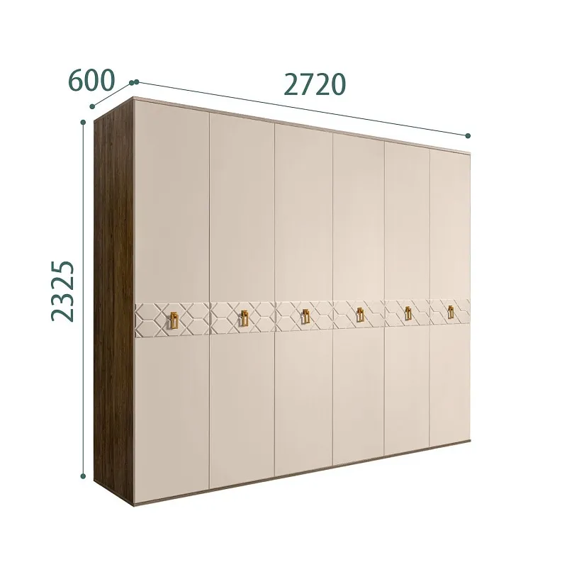 Шкаф 6-ти дв. Bogemia Woodline Fa (Ваниль/Золото) БМШ2/6(Fa)