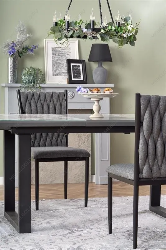 Стол обеденный Halmar MARLEY раскладной (белый мрамор/серый/черный) | изображение 8