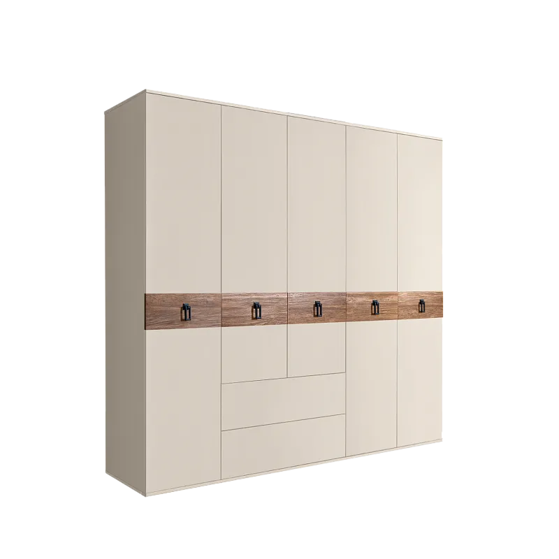 Шкаф 5-ти дверный с ящиками, Bogemia Wood Fa (Слоновая кость/Черный) БМШ2/51(Wo)