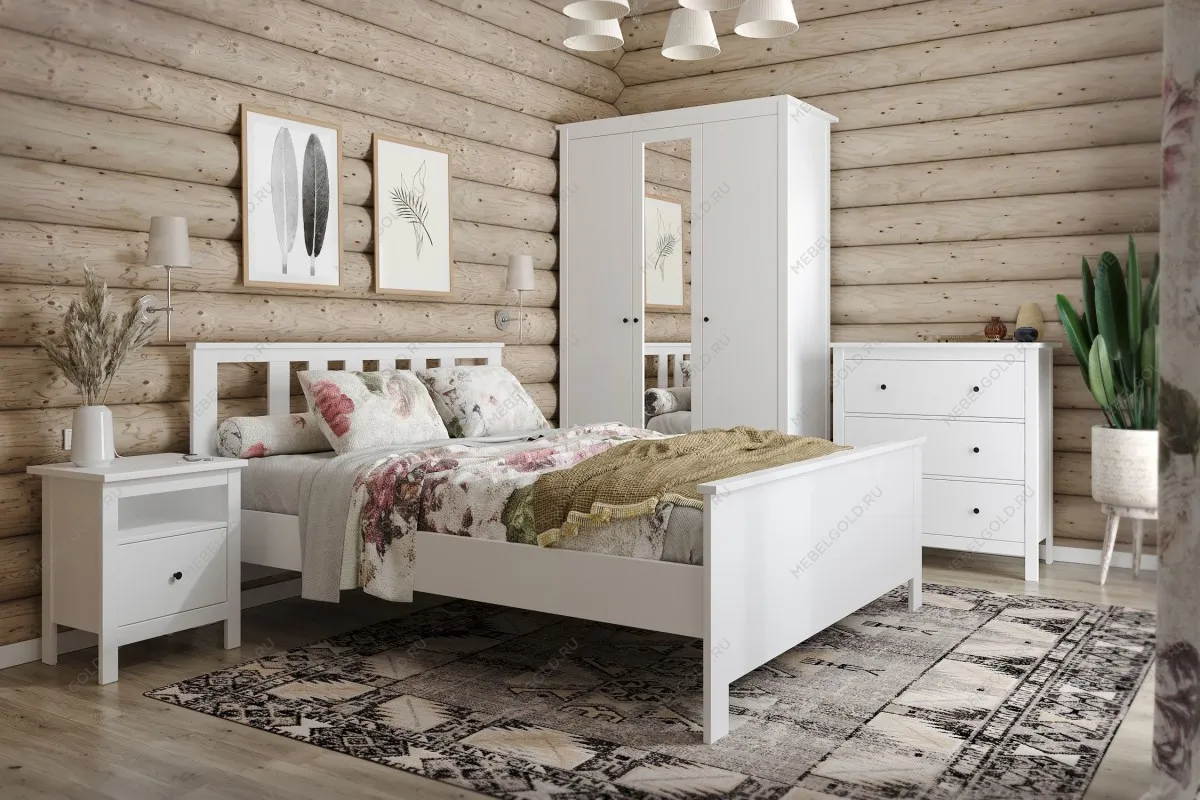 Кровать двуспальная Сага, 140х200 см, белая | изображение 14