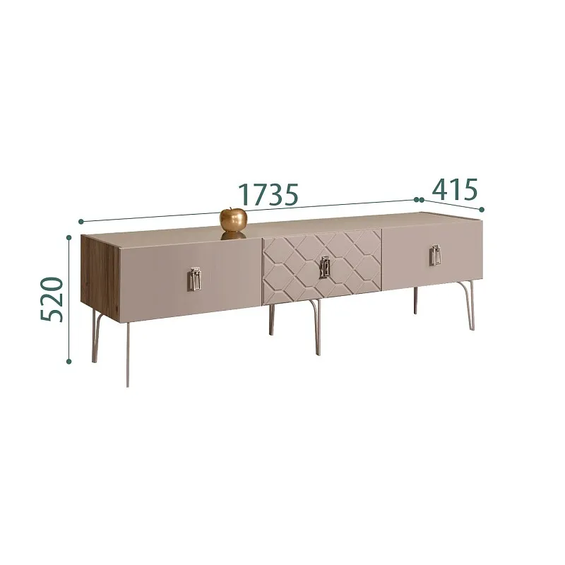 Тумба телевизионная 1.6м Bogemia Woodline Fa (Мокка) (Lakobel/Хром) БМТ-1[10]