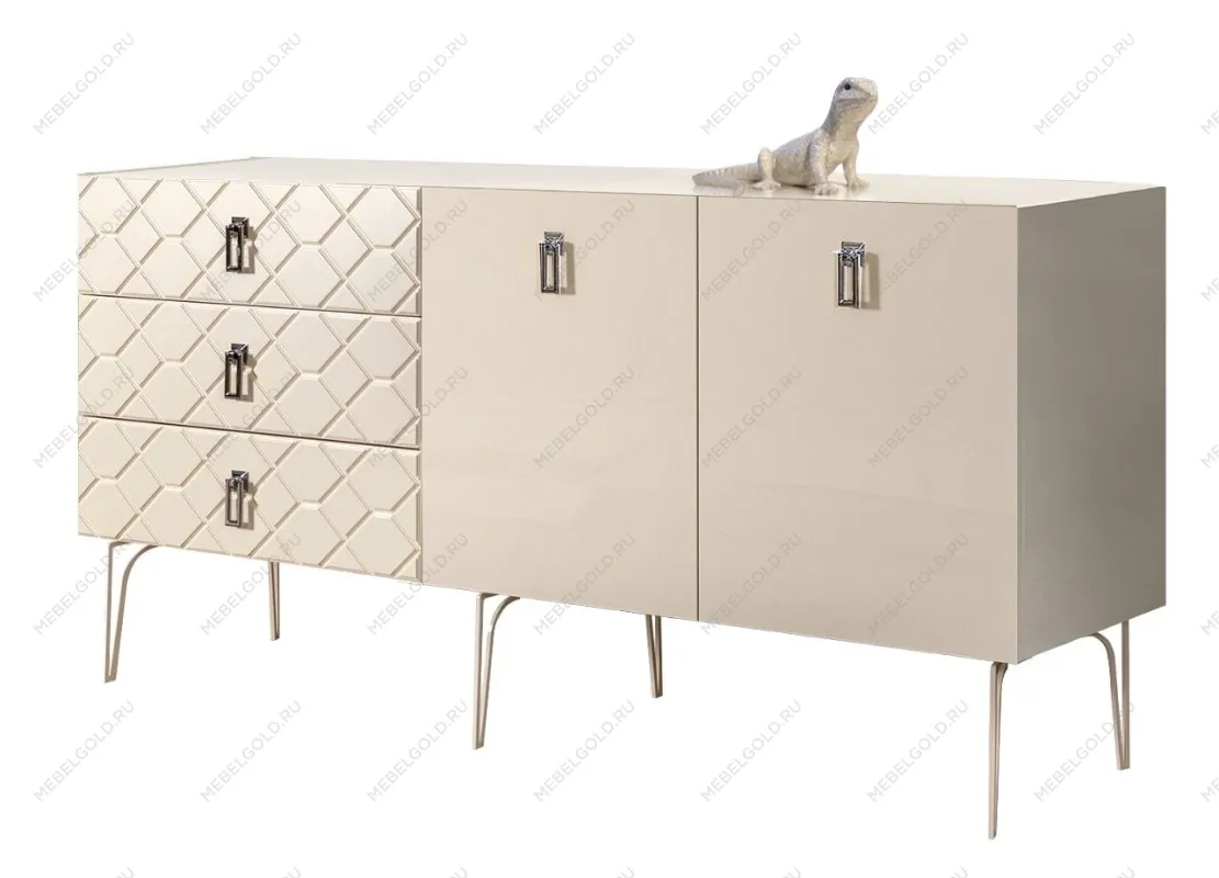 Комод 1.6м Bogemia Farfalle (Слоновая кость) (Lakobel/Хром) БМКМ-4(Fa)