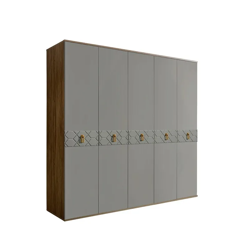 Шкаф 5-ти дв. Bogemia Woodline Fa (Серый/Золото) БМШ2/5(Fa)