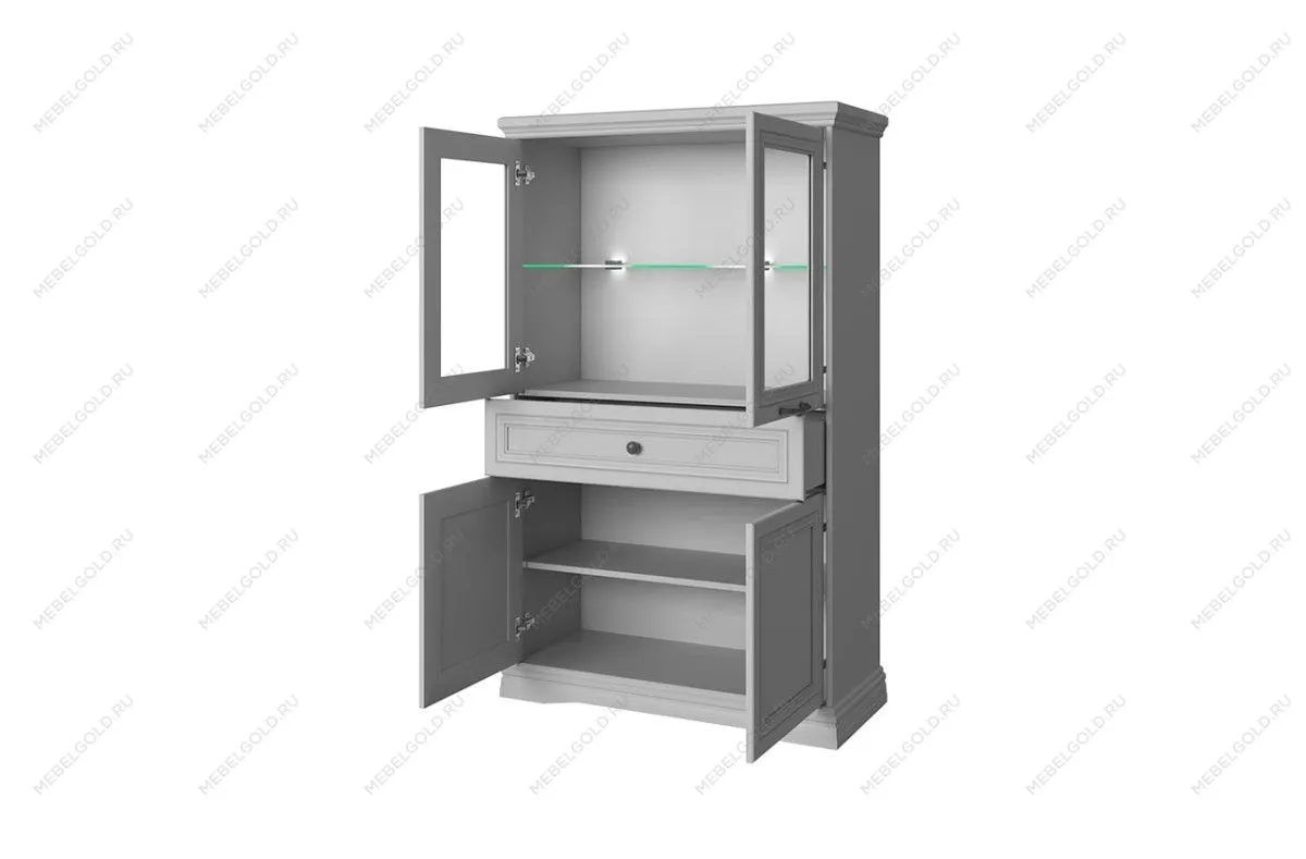 Шкаф с витриной Валенсия 2V2D1S серый - Выставка Балашиха | изображение 1