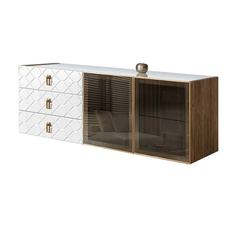 Комод 1.6м Bogemia Woodline Fly Fa (Белый) (Lakobel/Золото) БМКМ-4[5]