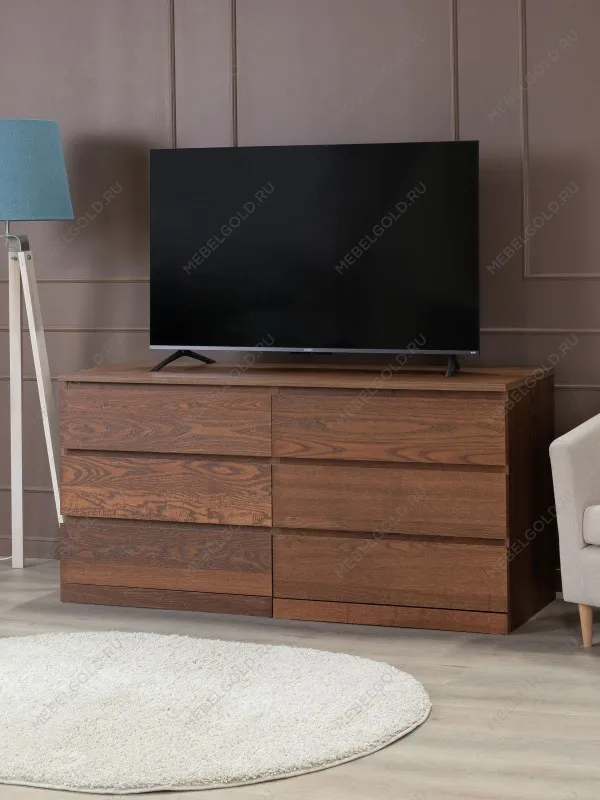 Комод Варма Прайм, 6 ящиков, горизонтальный, 160х77х48 см, шпон натурального дерева, ясень коричневый | изображение 6