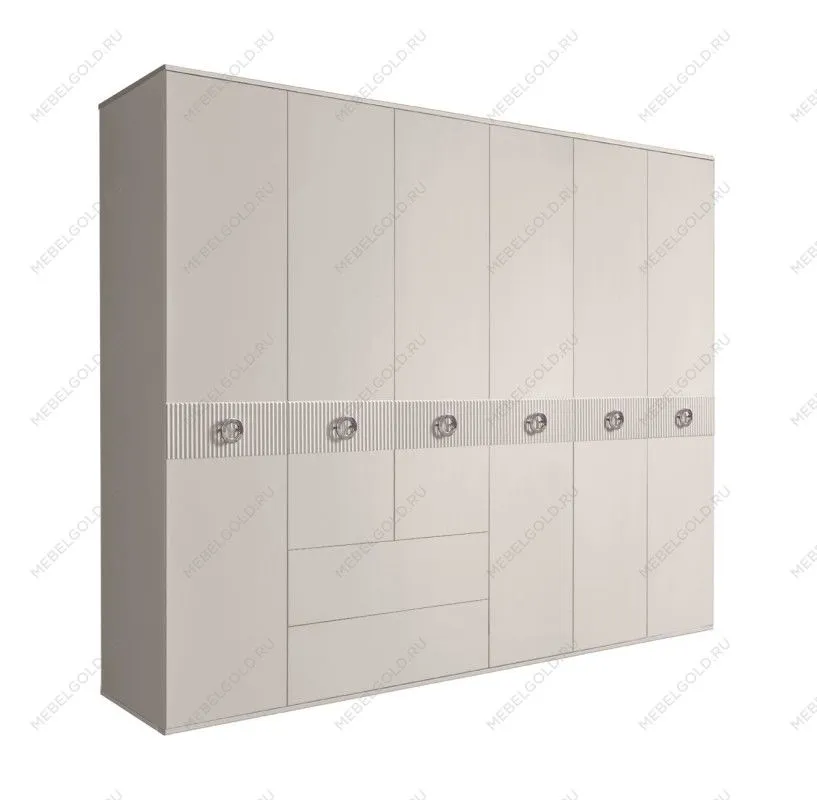 Шкаф 6-ти дверный с ящиками, Bogemia Fillini (Шелк/Хром) БМШ2/61(Fi)