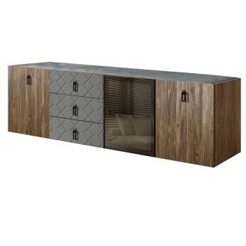 Комод 2.1м Bogemia Woodline Fly Wood Fa (Серый) (Novabuk/Черный) БМКМ-5[4]