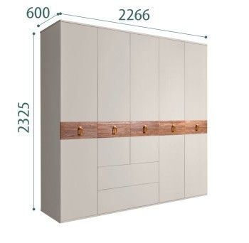 Шкаф 5-ти дверный с ящиками, Bogemia Wood Fa (Шелк/Золото) БМШ2/51(Wo)