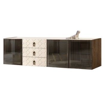 Комод 2.1м Bogemia Woodline Fly Fa (Слоновая кость) (Lakobel/Черный) БМКМ-5[5]