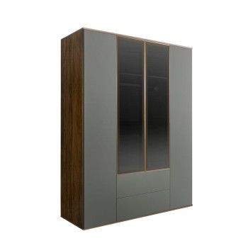 Шкаф 4-х дв. с ящиками Bogemia Woodline Air (Серый/Золото) БМШ2/42(2)