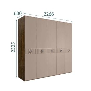 Шкаф 5-ти дв. Bogemia Woodline Fi (Мокка/Хром) БМШ2/5(Fi)