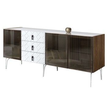 Комод 2.1м Bogemia Woodline Fa (Белый) (Lakobel/Черный) БМКМ-5[5]