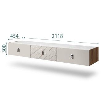 Тумба телевизионная 2.1м Bogemia Woodline Fly Fa (Шелк) (Novabuk/Хром) БМТ-2[10]