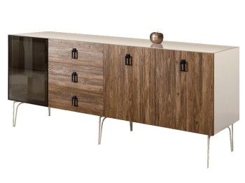 Комод 2.1м Bogemia Wood Fa (Слоновая кость) (Lakobel/Черный) БМКМ-5(Wo)[4]