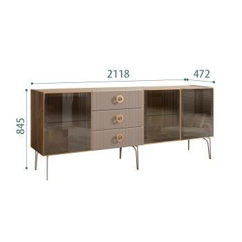 Комод 2.1м Bogemia Woodline Fi (Мокка) (Novabuk/Золото) БМКМ-5[5]