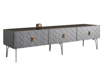 Тумба под телевизор 2.1м Bogemia Farfalle (Серый) (Lakobel/Золото) БМТ-2(Fa)