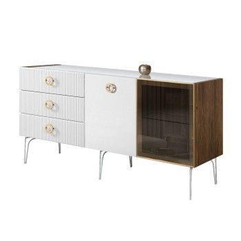 Комод 1.6м Bogemia Woodline Fi (Белый) (Lakobel/Золото) БМКМ-4[5][10]