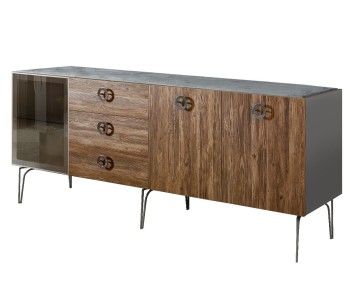 Комод 2.1м Bogemia Wood Fi (Серый) (Novabuk/Хром) БМКМ-5(Wo)[4]