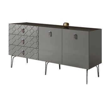 Комод 1.6м Bogemia Farfalle (Серый) (Lakobel/Хром) БМКМ-4(Fa)