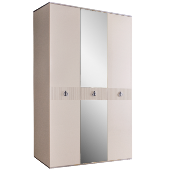 Шкаф 3-х дверный с зеркалом Римини СОЛО (Слоновая кость/Серебро) РМШ1/3(s)