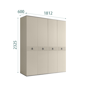 Шкаф 4-х дверный Римини СОЛО (Ваниль/Серебро) РМШ2/4(s)