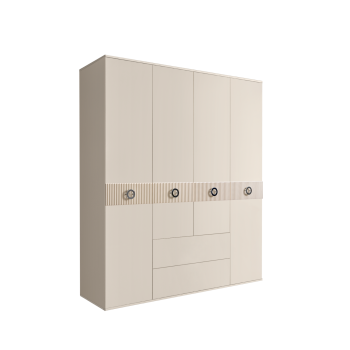 Шкаф 4-х дверный с ящиками, Bogemia Fillini (Слоновая кость/Хром) БМШ2/41(Fi)