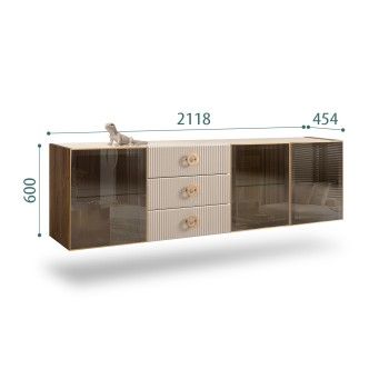 Комод 2.1м Bogemia Woodline Fly Fi (Ваниль) (Lakobel/Золото) БМКМ-5[5]