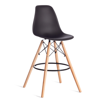 Стул барный Cindy Bar Chair (mod. 80-1), дерево бук/металл/пластик, 50 х 51 х 109 см, Black (Черный) 3010/ натуральный