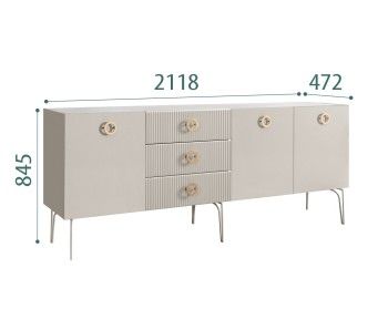 Комод 2.1м Bogemia Fillini (Шелк) (Novabuk/Золото) БМКМ-5(Fi)