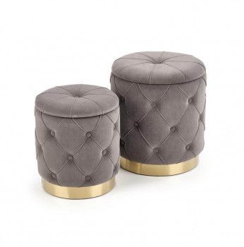 Комплект Halmar POLLY, 2 пуфа (серый/золотой)