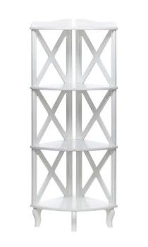 Этажерка-стеллаж угловая Джульетта-3 (молочный дуб)