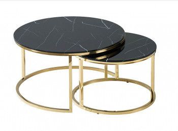 Комплект Signal MUSE, 2 стола журнальных (эффект черного мрамора/золотой)